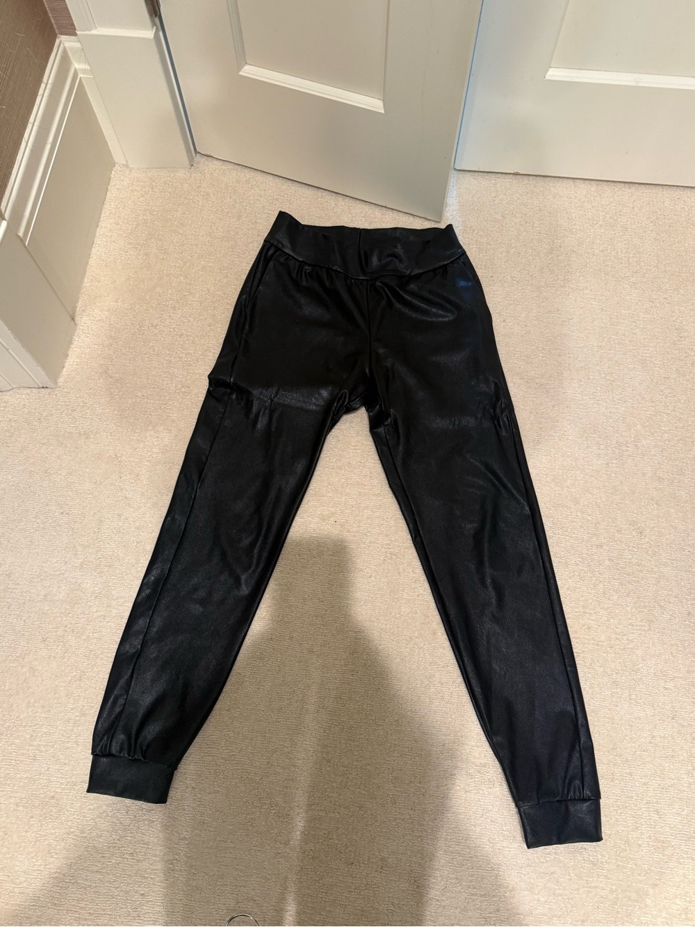 Commando  Black Faux-Leather Jogger Pants
